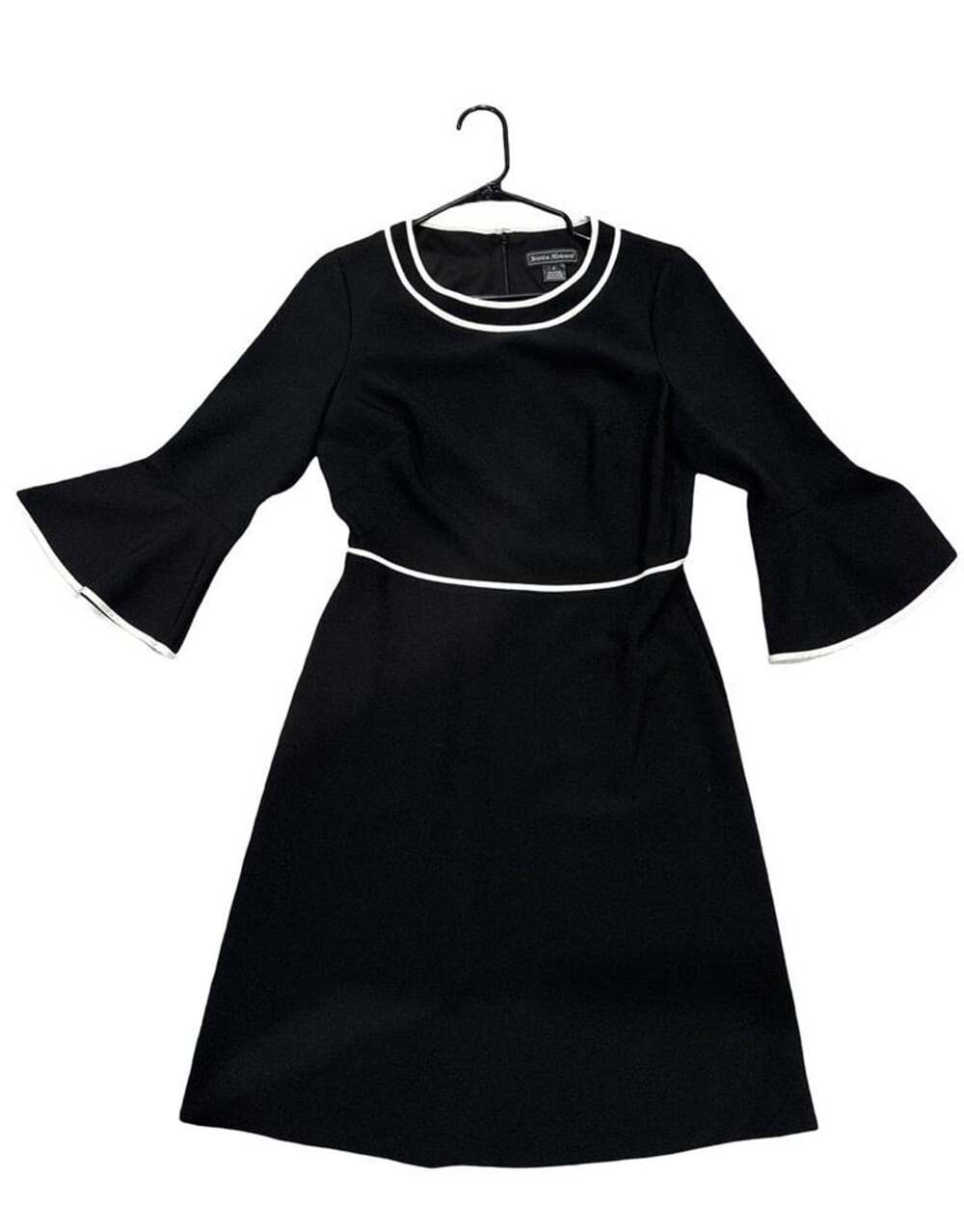 Jessica Howard Women’s Size 6 Black White Bell Sleeve A-Line Dress Career